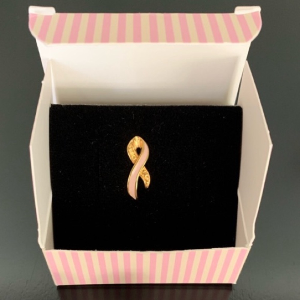 Vintage Signed Avon Pin Pink Enamel Ribbon Better Breast Care